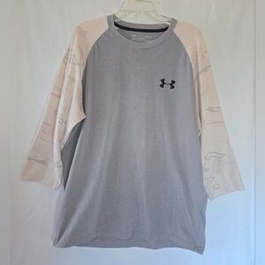 Under Armour Gray and Cream Raglan Tee 3/4 Sleeve